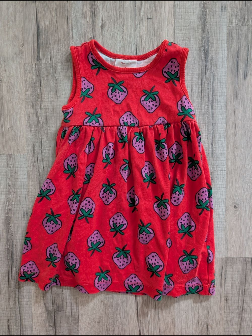 Hanna Andersson Red Sleeveless Strawberry Print Dress, 3T (V9)